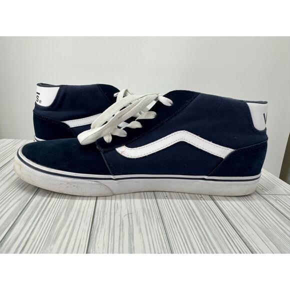 Vans Classic Mid Top Champion Sneakers Men's 13 Blue White Lace-Up Skate Shoes - Picture 6 of 10